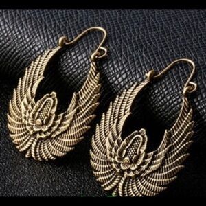 Bohemian angel wing mandala earrings